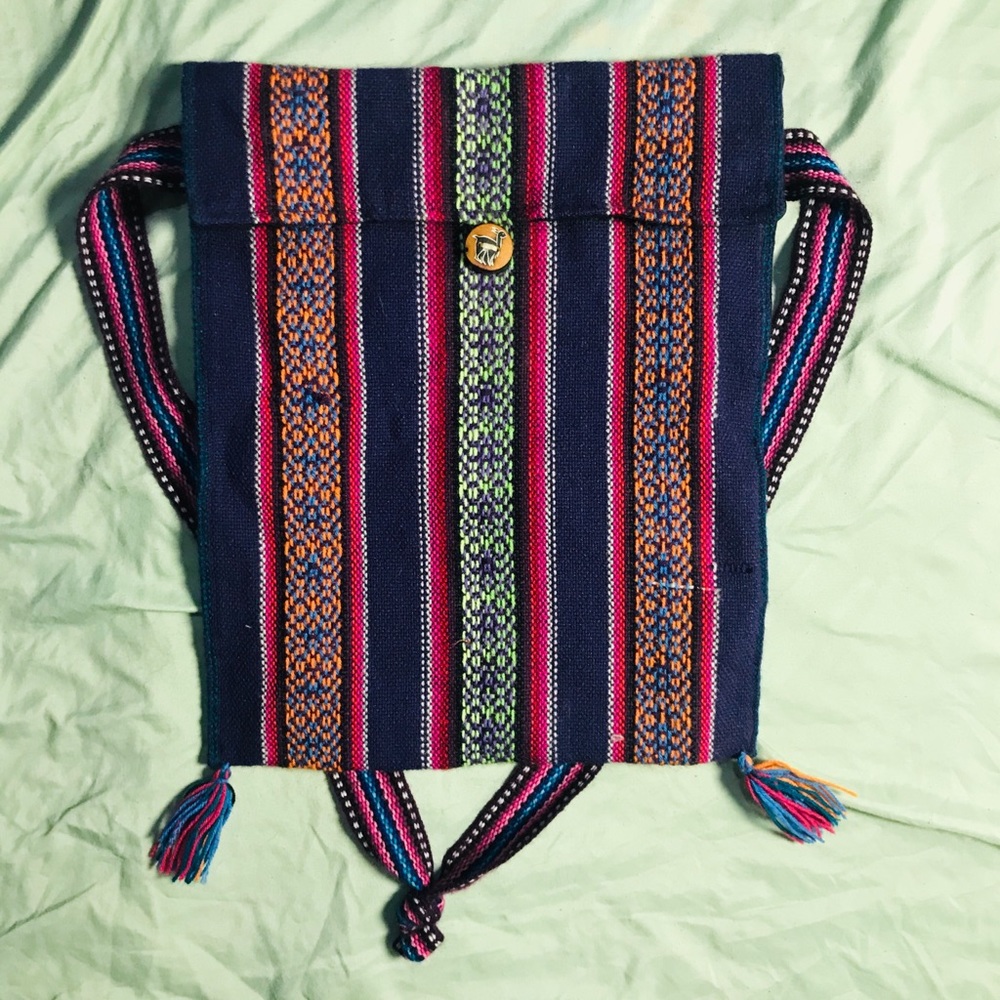 Woven Purse Multi-Colored with Llama Button